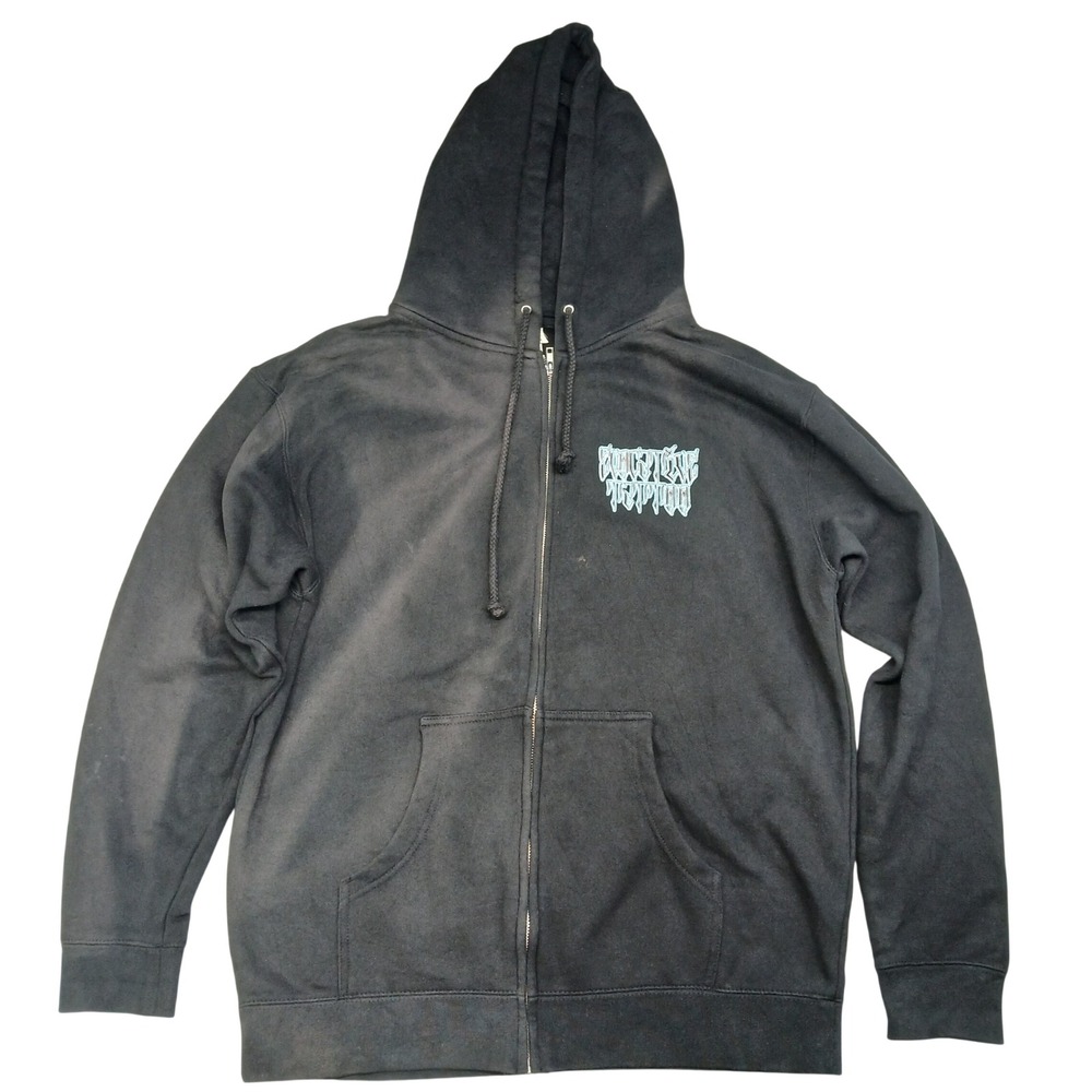 Independent Trading Co Virgin Mary Zip Up Hoodie Black Gothic Graphic Mens L